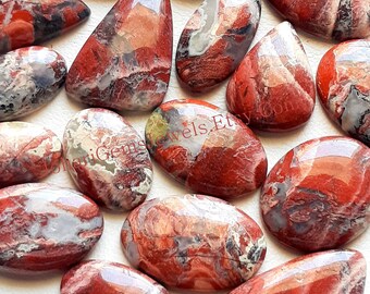 New Red Mushroom Jasper Cabochon Wholesale Lot By Weight With Different Shapes And Sizes Used For Jewelry Makin