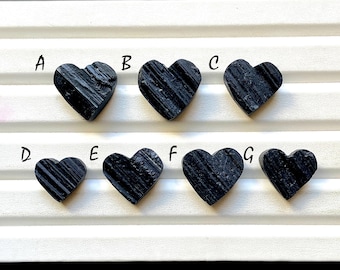 Black Tourmaline Druzy Heart Shape Loose Gemstone For Jewelry Making, AAA+ Natural Black Tourmaline Druzy Heart For Wire Wrap - 32988-32994