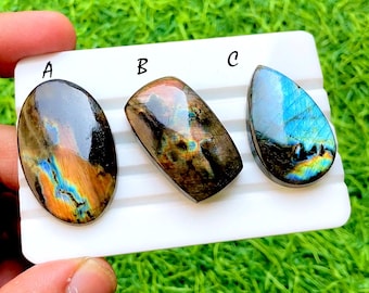 Big Finland Spectrolite Labradorite Cabochon Loose Gemstone, AAA+ Spectrolite Labradorite For Handmade Jewelry and Wire Wrap - 34897-34899