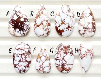 White Magnesite Wild Horse Jasper Cabochon Loose Gemstone, AAA+ Natural Wild Horse Gemstone For Handmade Jewelry And Wire Wrap - 25195-25202