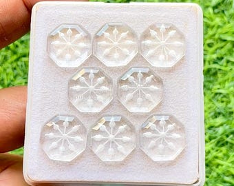Clear Quartz Precision Hand Cut And Carved 15 MM Octagon Shape Gemstone 5 Pieces Lot For Jewelry Making, AAA+ Natural Clear Quartz Jewelry
