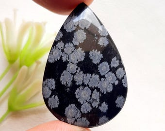 Snowflake Obsidian Cabochon Loose Gemstone For Jewelry Making, AAA+ Natural Snowflake Obsidian Gemstone Cabochon For Wire Wrap - 25724-25727