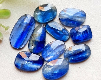 Selected Blue Kyanite 16-9 MM  Rosecut Gemstone 10 Pieces Lot, Natural Blue Kyanite Gemstone With Flat Back For Jewelry Making 9510