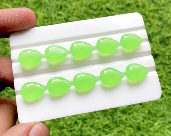 Acid Green Chalcedony 10x14 MM Faceted Pear Shape With Pointed Back Gemstone 10 Pieces Lot For Handmade Jewelry Making