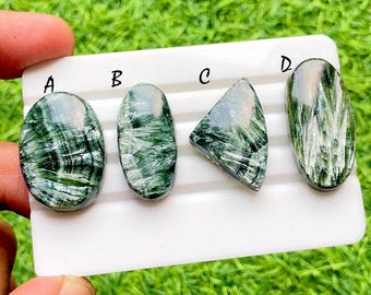 NEW Seraphinite Cabochon Loose Gemstone For Jewelry Making, AAA+ Natural Seraphinite For Handmade Jewelry And Wire Wrap - 34740-34743