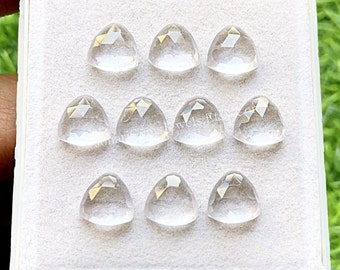 Clear Quartz 10 MM Rose Cut Trillion Shape With Flat Back Gemstone 10 Pieces Lot, AAA+ Natural Clear Quartz Used For Jewelry Making