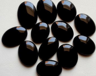 Black Onyx Oval Shape Cabochon, Wholesale Lot Black Onyx Cabochon By Weight With Different Shapes And Sizes For Jewelry Making