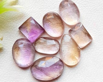 Selected Ametrine Rose Cut Slice With Flat Back Gemstone 8 Pieces Lot | Size : 16-13 MM | Natural Ametrine Used For Jewelry Making 19766