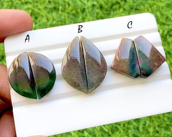 Forest Fire Agate Cabochon Matching Pairs For Earrings, AAA+ Natural Moss Agate Designer Shapes Cabochon For Jewelry Making - 35435-35437