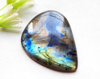 BIG Multi Color Labradorite Cabochon Loose Gemstone For Jewelry Making | Size : 53X41X8 MM | AAA+ Natural Multi Color Labradorite - 21741