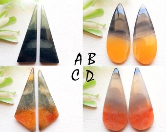 Candy Corn Achat Paar Cabochon Lose Edelstein zur Schmuckherstellung, AAA+ natürliches Achat Cabochon Paar für handgefertigten Schmuck - 12652-12655