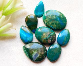 NEW Chilean Opal Cabochon Loose Gemstone 8 Pieces Lot For Jewelry Making | Size : 21-15 MM | AAA+ Natural Chilean Opal Flatback Lot  - 31745