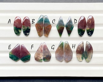 RARE BLOOD Moss Agate Pair Cabochon Loose Gemstone For Jewelry Making, AAA+ Natural Blood Moss Agate Matching Pair For Earrings -27567-27574