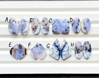 Beautiful Dendritic Opal Pair Cabochon Loose Gemstone For Jewelry Making, Natural Dendritic Opal Matching Pair For Earrings - 25597-25604