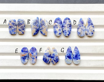 Selected Sodalite Pair Cabochon Loose Gemstone For Jewelry Making , AAA+ Natural Sodalite Pair Cabochon Gemstone For Wire Wrap - 29789-29795