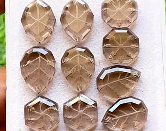 New Smokey Quartz Precision Hand Cut And Carved Fancy Shape Gemstone 5 Pairs Lot | Size : 12-16 MM | AAA+ Natural Smokey Quartz For Jewelry