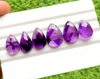 Trapiche Amethyst Star Cabochon Loose Gemstone 6 Pieces Lot | Size 19-16 MM | AAA+ Natural Trapiche Amethyst  For Handmade Jewelry  - 32887
