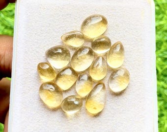 Selected Citrine Small Cabochon Loose Gemstone 15 Pieces Lot For Jewelry Making | Size : 13-8 MM | AAA+ Natural Citrine Cabochon - 29973