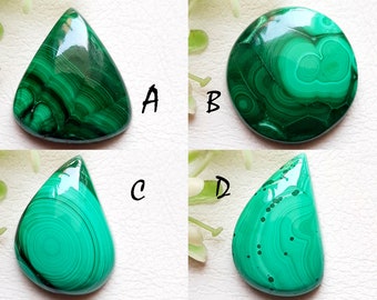 MALACHITE Cabochon Loose Gemstone, AAA+ High Polish Malachite Cabochon For Handmade Jewelry and Wirewrap - 6977-6980