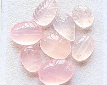 Rose Quartz Mughal Carved Cabochon Loose Gemstone For Jewelry Making | Size : 18-12 MM | Natural Rose Quartz Carving For Wire Wrap - 24987
