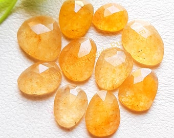 Natural Yellow Aventurine Gemstone Rose Cut Slice - Yellow Aventurine Rose Cut Gemstone 10 Pieces Lot For Jewelry Making, Pendant, Ring