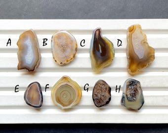 Brown Window Druzy Cabochon Loose Gemstone For Jewelry Making, AAA+ Natural Druzy Dyed Cabochon Gemstone For Wire Wrap - 29373-29380