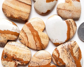 Picture Jasper Heart Shape Cabochon, Wholesale Lot Picture Jasper Heart Cabochon By Weight With Different Sizes For Jewelry Making