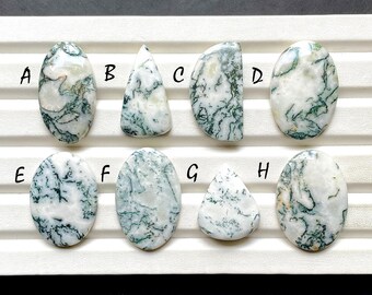 TREE MOSS Agate Cabochon Loose Gemstone For Jewelry Making, AAA+ Natural Tree Moss Agate Cabochon For Wire Wrap - 29029-29036