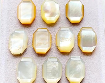 New Mother Of Pearl Fancy Cut Oval Shape With Flat Back Gemstone 10 Pcs Lot | Size : 10X14 MM | High Polish MOP Oval Used For Jewelry Making