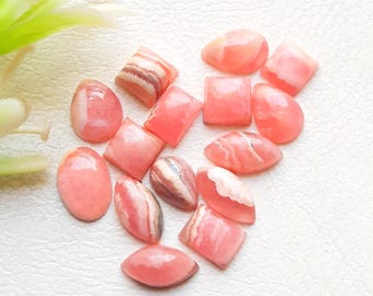 Rhodochrosite Cabochon Loose Gemstone 15 Pcs Lot For Jewelry Making | Size : 10-6 MM | AAA+ Natural Small Rhodochrosite For Jewelry - 19463