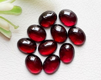 Rhodonite Garnet Oval Shape Cabochon Calibrated Gemstone 10 Pcs Lot | Size 7X9 MM | AAA Rhodonite Garnet With Flat Back For Handmade Jewelry