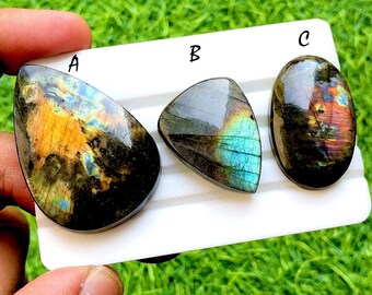 Big Finland Spectrolite Labradorite Cabochon Loose Gemstone, AAA+ Spectrolite Labradorite For Handmade Jewelry and Wire Wrap - 34888-34890