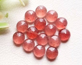 Red Strawberry Quartz Rose Cut Round Flat Back Gemstone 15 Pieces Lot | Size : 6 MM | Natural AAA+ Quality Gemstone Used For Jewelry Making