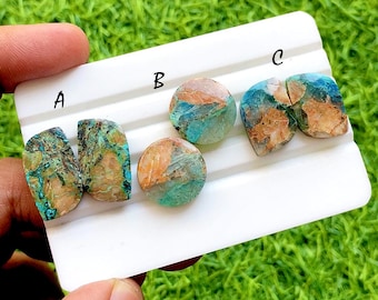 NEW Shattuckite Pair Cabochon Loose Gemstone For Jewelry Making, AAA+ Natural Shattuckite Matching Pair Cabochon For Earrings - 36159-36161