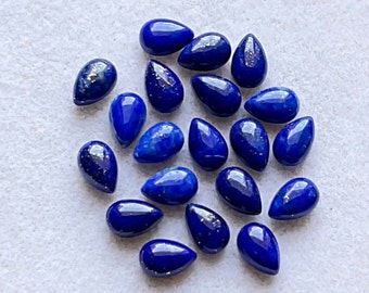 Lapis Lazuli Pear Shape Cabochon Calibrated Gemstone 20 Pieces Lot | Size : 4X6 MM | AAA+ Lapis Lazuli With Flat Back For Handmade Jewelry