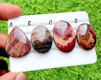 Red Snake Skin Jasper Cabochon Loose Gemstone For Jewelry Making, AAA+ Natural Red Snake Skin Jasper Cabochon For Wire Wrap - 34908-34911
