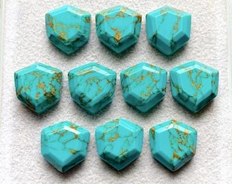 New Copper Turquoise 12 MM Trillion Shape Fancy Cut Gemstone 10 Pieces Lot, AAA+ Copper Turquoise With Flat Back For Jewelry Making