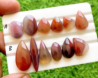Red Botswana Agate Cabochon Loose Gemstone 6 Pieces Lot, AAA+ Botswana Agate For Jewelry Making, Pendant, Birthstone Gemstone - 38245-38246