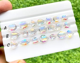 Aurora Opal Faceted Fancy Shape With Pointed Back Gemstone Lot For Jewelry Making, AAA+ Aurora Opal Lot For Handmade Jewelry - 27315-27317