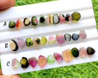 Selected Multi Watermelon Tourmaline Slices 10 Pieces Gemstone Lot For Jewelry Making,  Natural Multi Tourmaline Slices Lot - 33128-33130