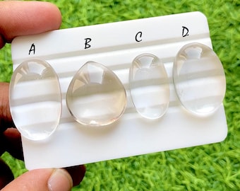 Himalayan Clear Quartz Cabochon Loose Gemstone, AAA+ Natural Himalayan Clear Quartz Cabochon For Wire Wrap And Handmade Jewelry- 35630-35633