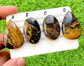 NEW Copper Gold Obsidian Cabochon Loose Gemstone For Jewelry Making, AAA+ Natural Copper Gold Obsidian Cabochon For Wire Wrap - 34964-34967