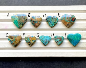 NEW Shattuckite Heart Shape Cabochon Loose Gemstone For Jewelry Making, AAA+ Natural Shattuckite Gemstone Heart For Wire Wrap - 33898-33906