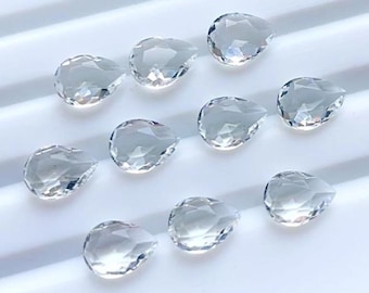 Clear Quartz 6X8 MM Faceted Pear Shape With Pointed Back Gemstone 10 Pieces Lot For Jewelry Making, AAA+ Clear Quartz For Handmade Jewelry