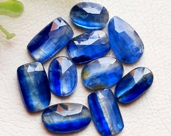 Selected Blue Kyanite 12-10 MM  Rosecut Gemstone 10 Pieces Lot, Natural Blue Kyanite Gemstone With Flat Back For Jewelry Making 9519