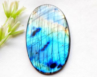 BIG Multi BLUE Labradorite Cabochon Loose Gemstone For Jewelry Making | Size : 80X48X7 MM | Natural Multi Color Labradorite - 21738