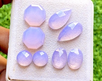 Lavender Quartz Fancy Cut Mix Shape With Flat Back Gemstone 8 Pieces Lot For Jewelry Making | Size : 20-10 MM | AAA+ Lavender Quartz - 35637