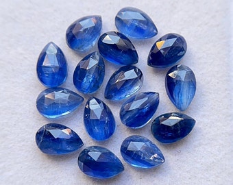 Blue Kyanite Rose Cut Pear Flat Back Gemstone 15 Pieces Lot | Size : 6x9 MM | AAA+ Blue Kyanite Gemstone For Jewelry Making