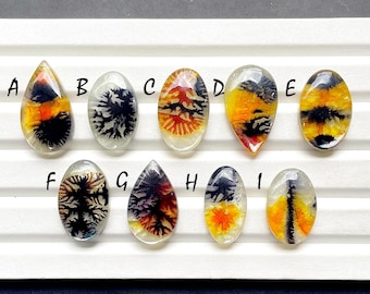 Selected Scenic Agate Doublet Cabochon Loose Gemstone For Jewelry Making, AAA+ Synthetic Scenic Agate Doublet For Wire Wrap - 27072-27080