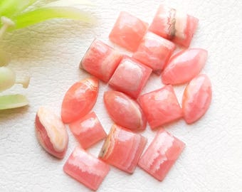 Selected Tiny Rhodochrosite Cabochon Loose Gemstone 15 Pcs Lot For Jewelry Making | Size : 10-5 MM | AAA+ Rhodochrosite For Jewelry - 19459